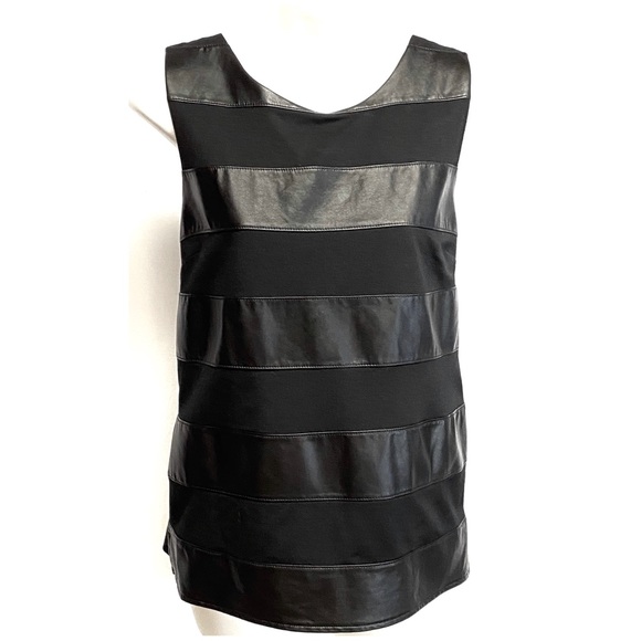 Banana Republic Tops - BANANA REPUBLIC Faux Leather Stripe Ponte Top MED